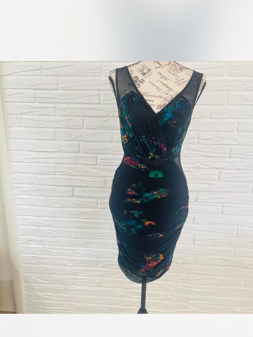 Rampage Black Midi Dress with Multicolor Floral Accents